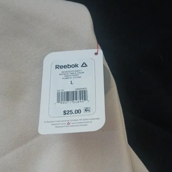 Reebok Woman's Cream and Black Crewneck Sweatshirts NWT Size L - Picture 4 of 10